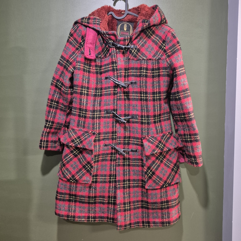Vintage Muse Red and Black Plaid Toggle Jacket